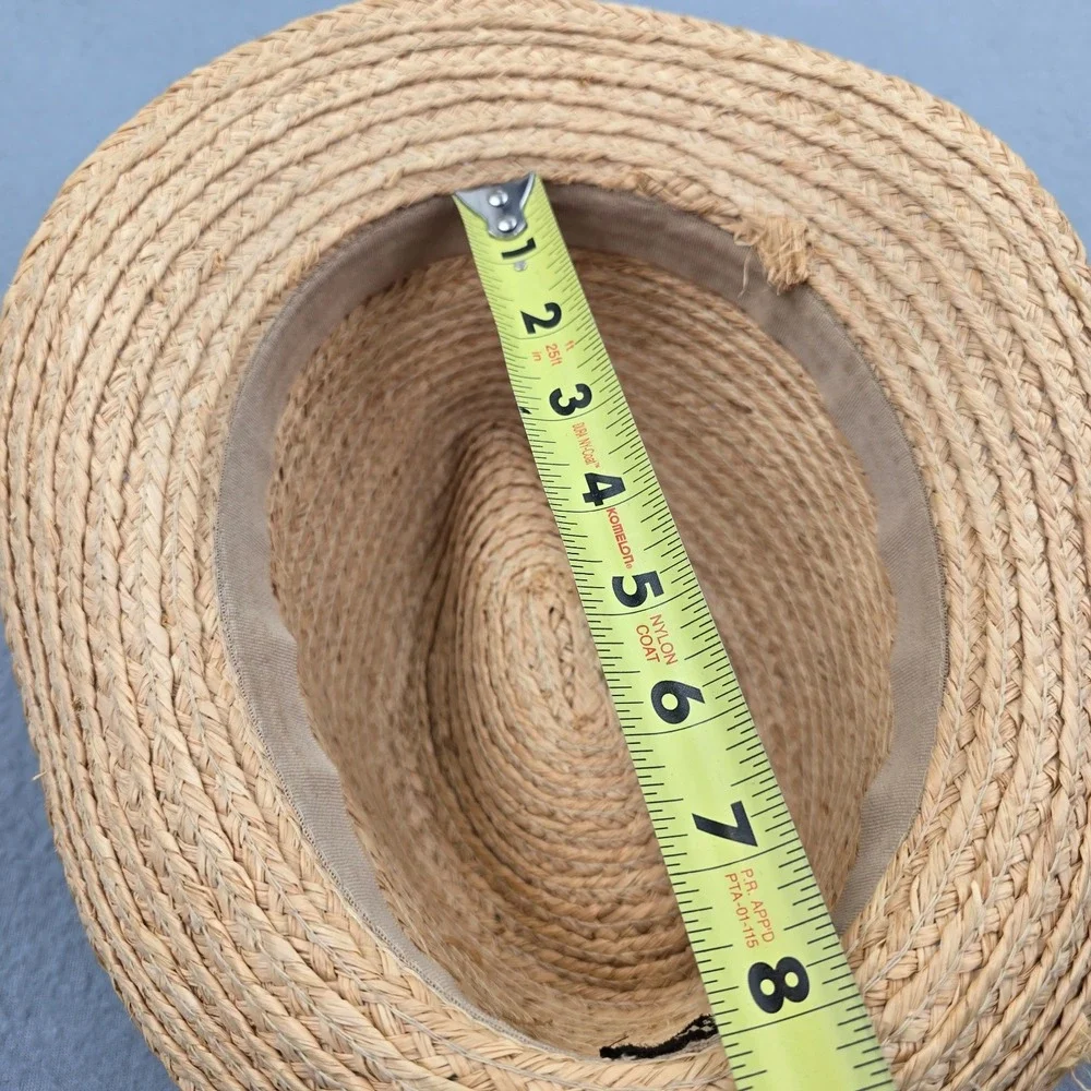 Magid Fedora Hats Unisex OS Beige Straw Braided Pinched Crown Beach Band Cap